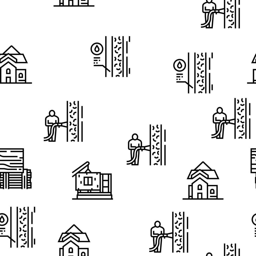 Timber Frame House Vector Seamless Pattern