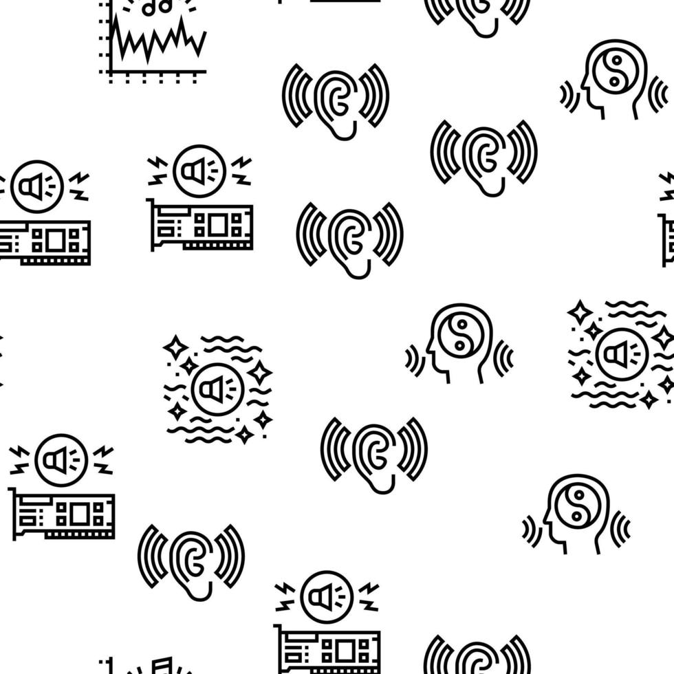 White Noise Hearing Vector Seamless Pattern