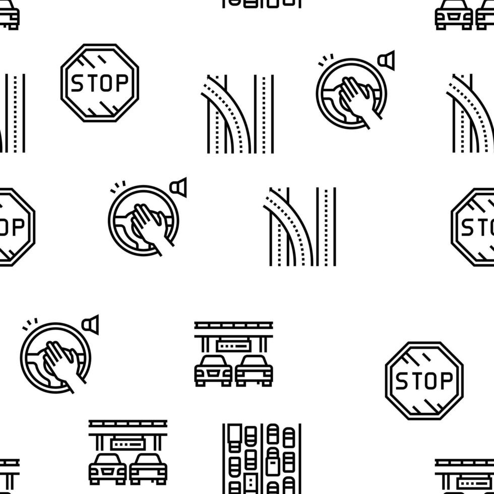 Traffic Jam Transport Vector Seamless Pattern