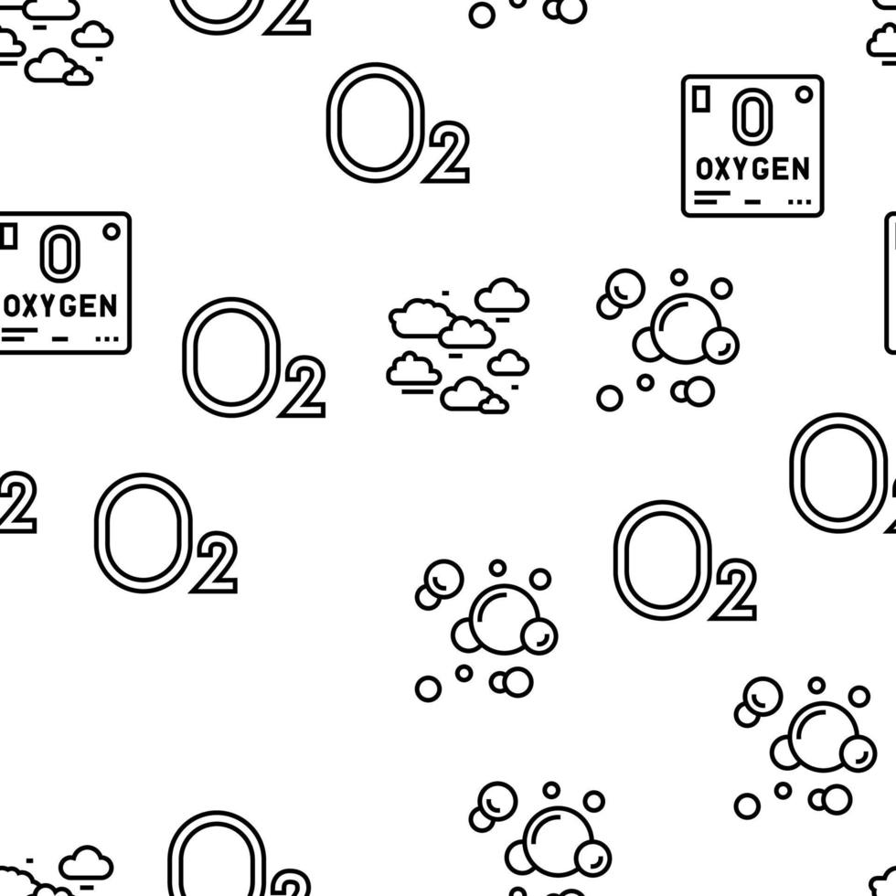 Oxygen O2 Chemical Vector Seamless Pattern
