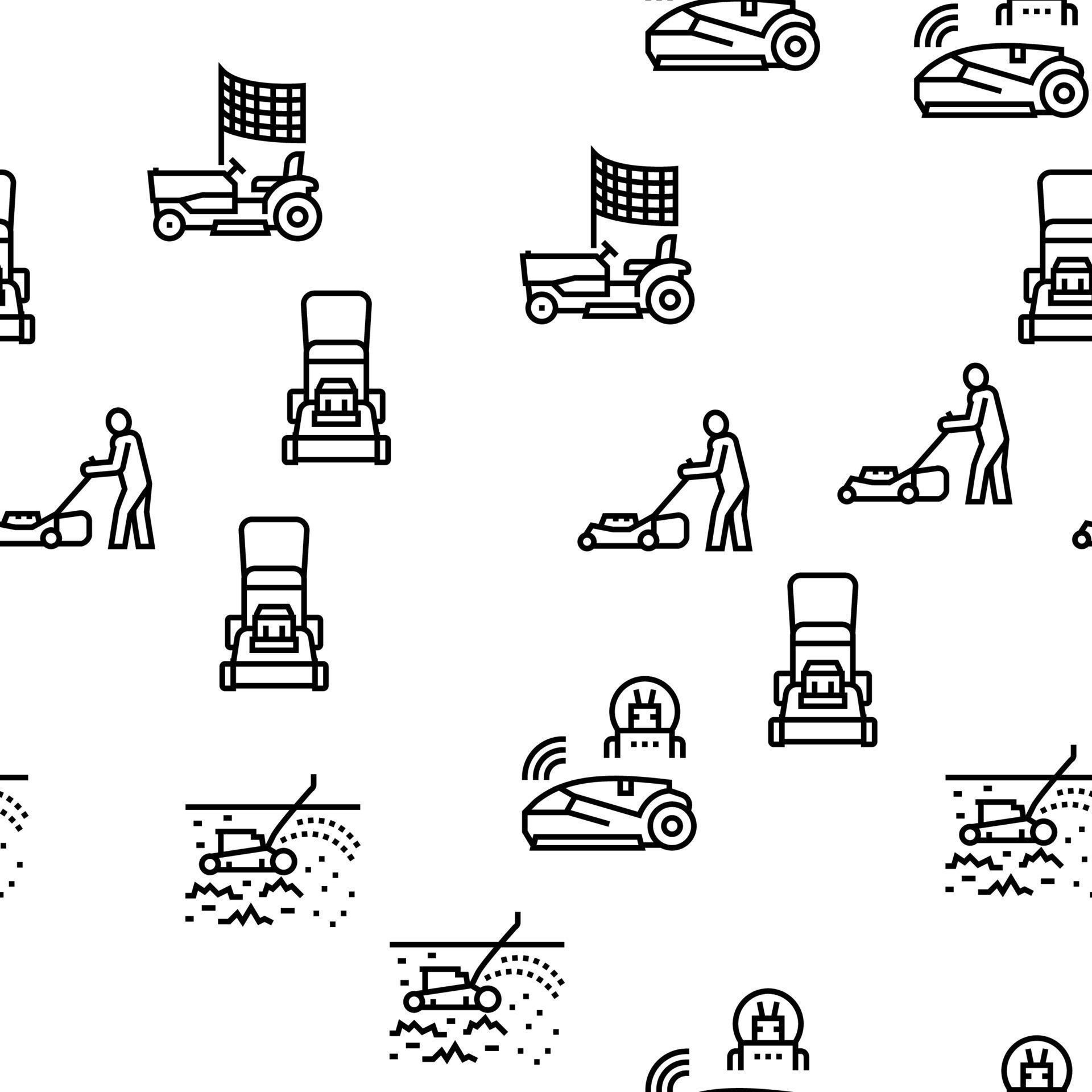 Lawn Mower Equipment Vector Seamless Pattern 10145203 Vector Art at