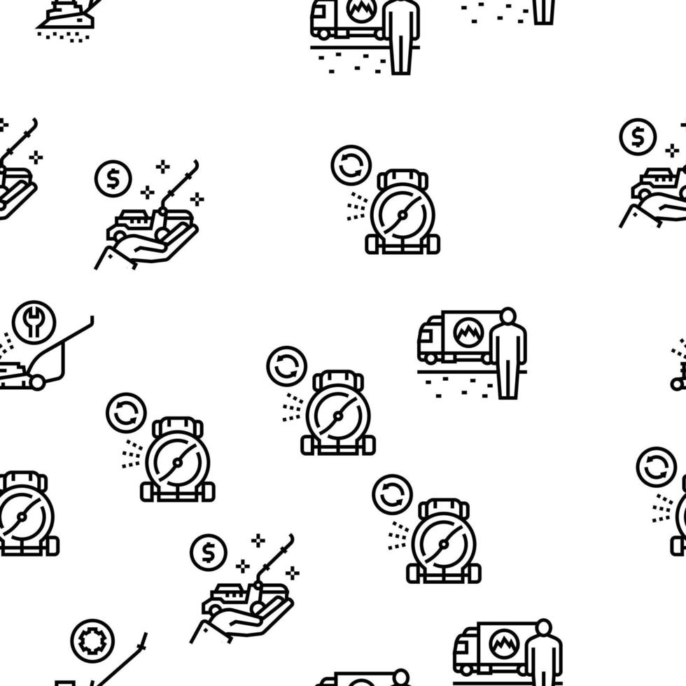 Lawn Mower Equipment Vector Seamless Pattern