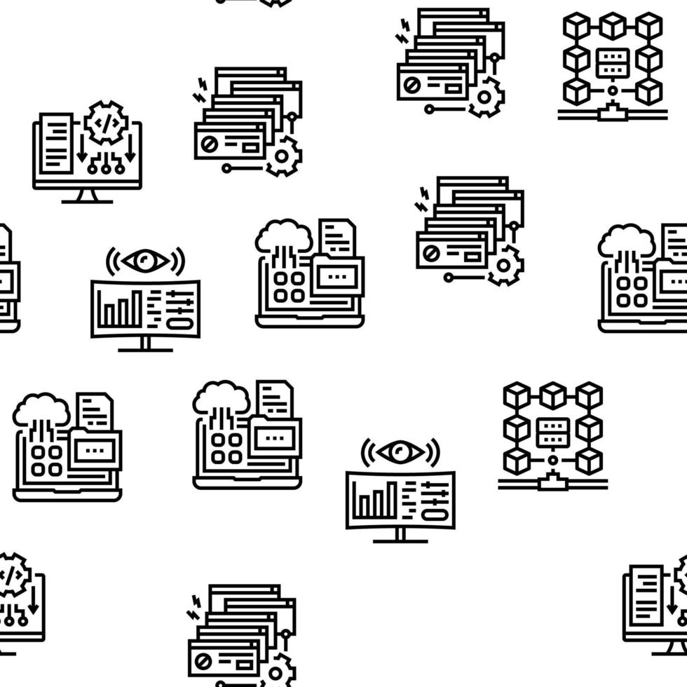 System Work Process Vector Seamless Pattern