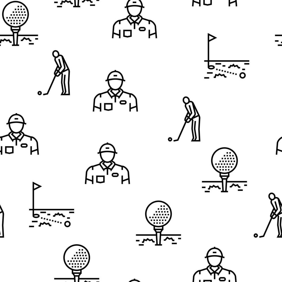 Golf Sportive Game On Playground Vector Seamless Pattern