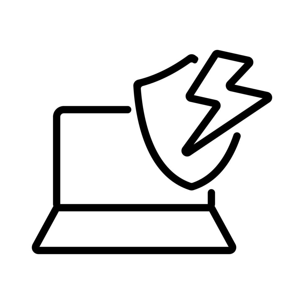 lightning fast laptop protection icon vector outline illustration