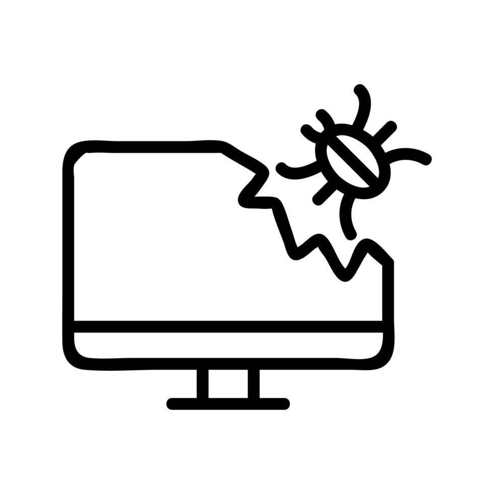 ilustración de contorno de vector de icono de virus informático