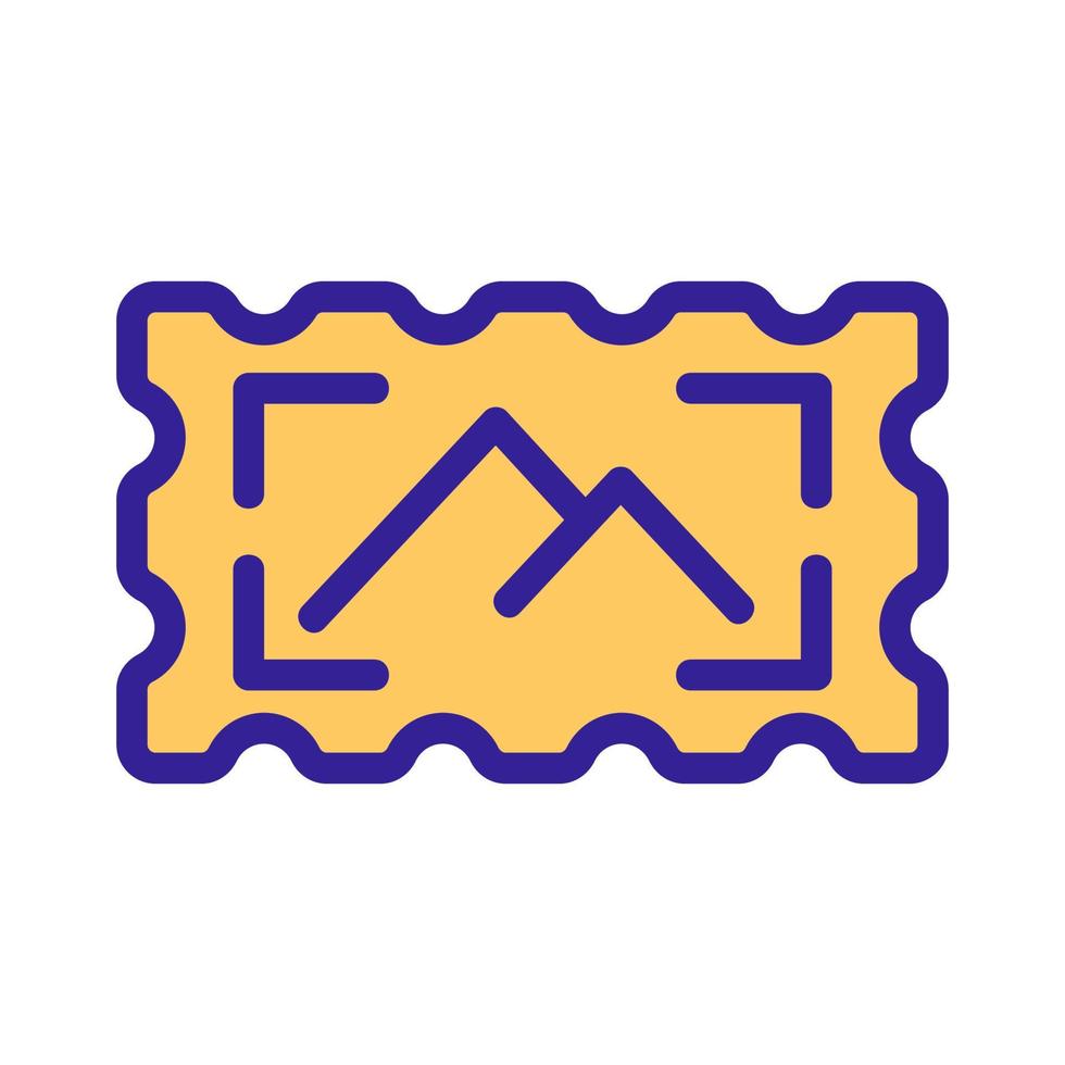 a stamp depicting the mountains of the vector icon. Isolated contour symbol illustration