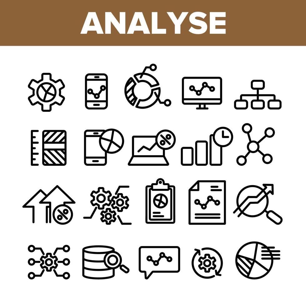 Collection Analyse Element Sign Icons Set Vector