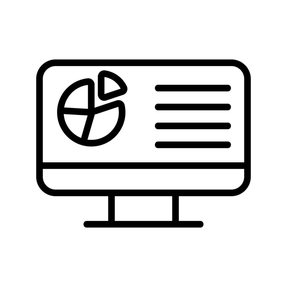 chart on the monitor icon vector. Isolated contour symbol illustration vector