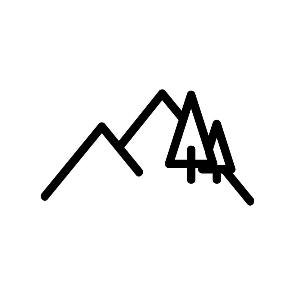 Tree in the mountains icon vector. Isolated contour symbol illustration vector