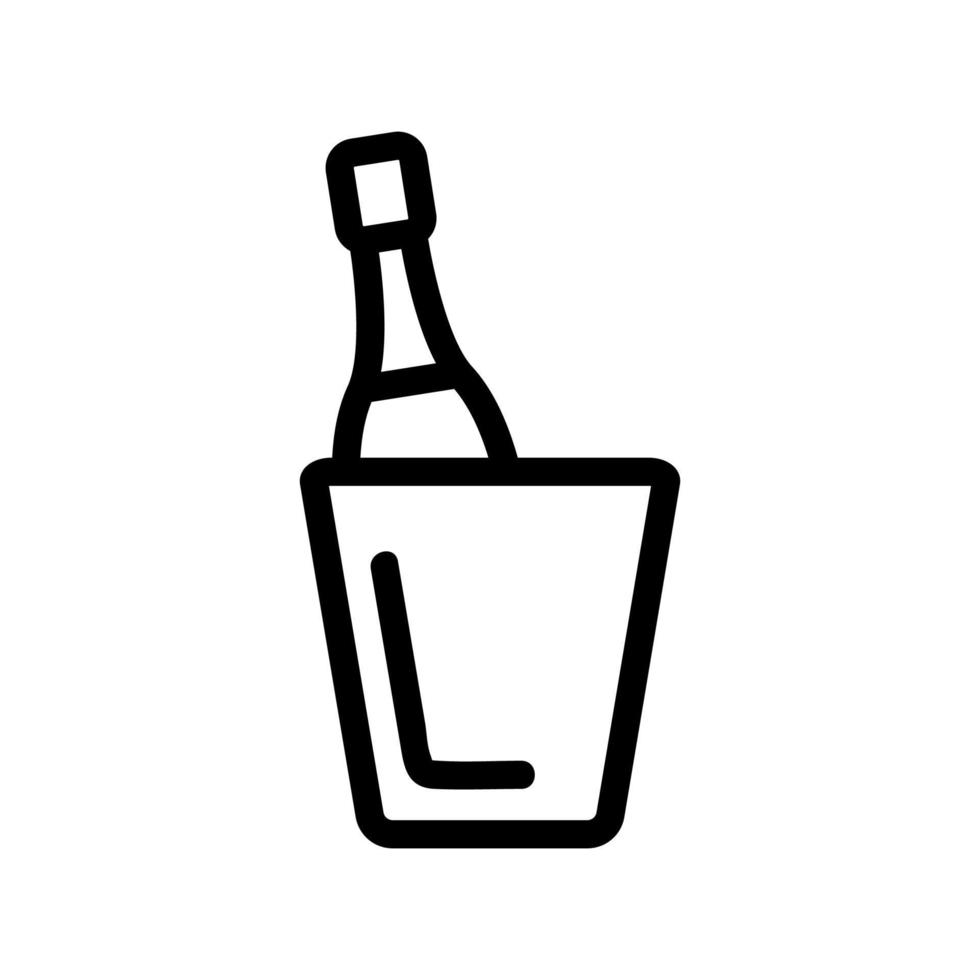champán con vector de icono de hielo. ilustración de símbolo de contorno aislado
