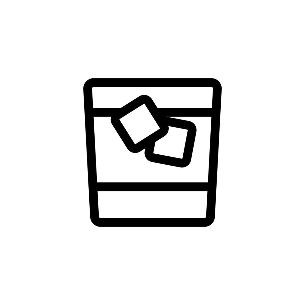 whisky con vector de icono de hielo. ilustración de símbolo de contorno aislado