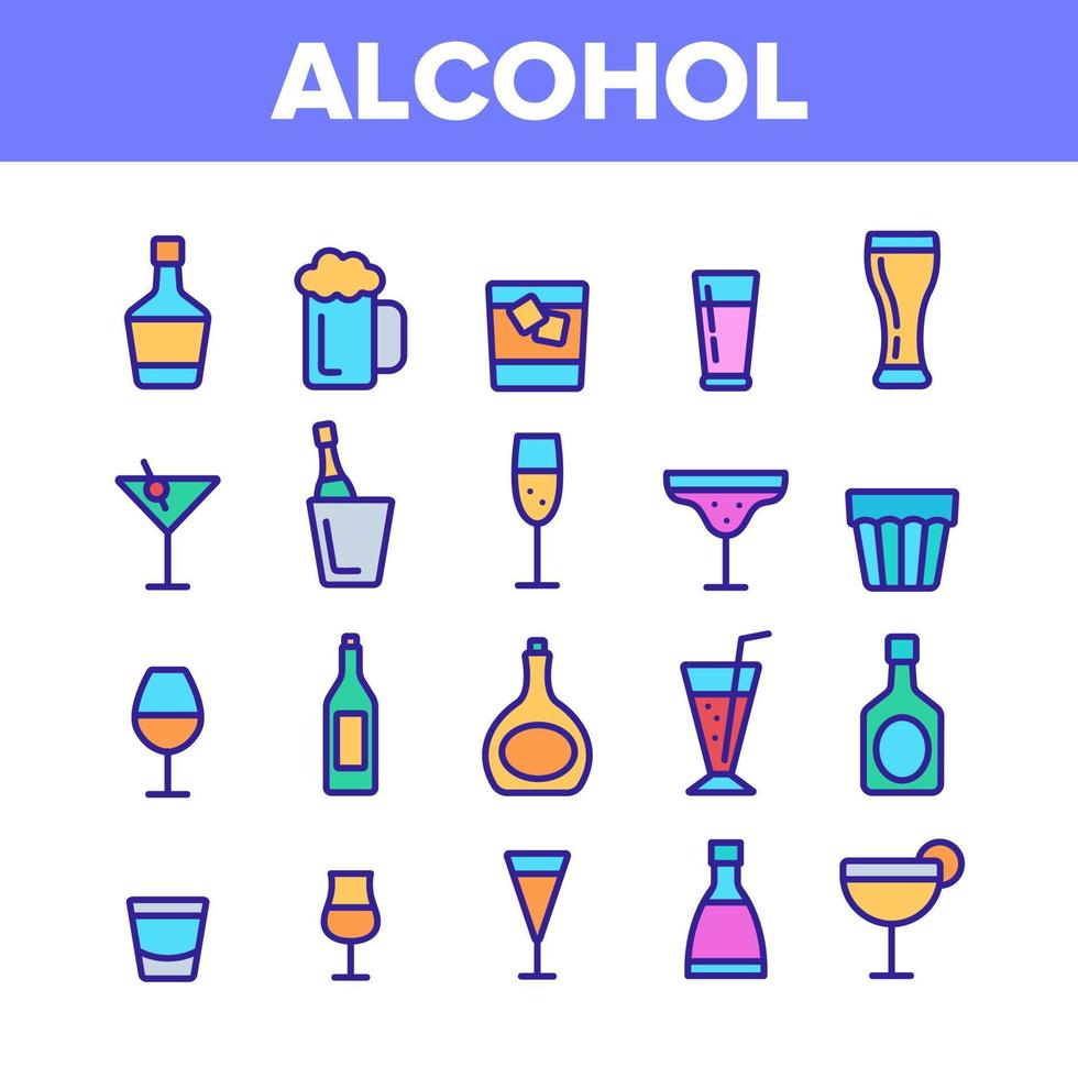 Collection Alcohol Drink Elements Vector Icons Set