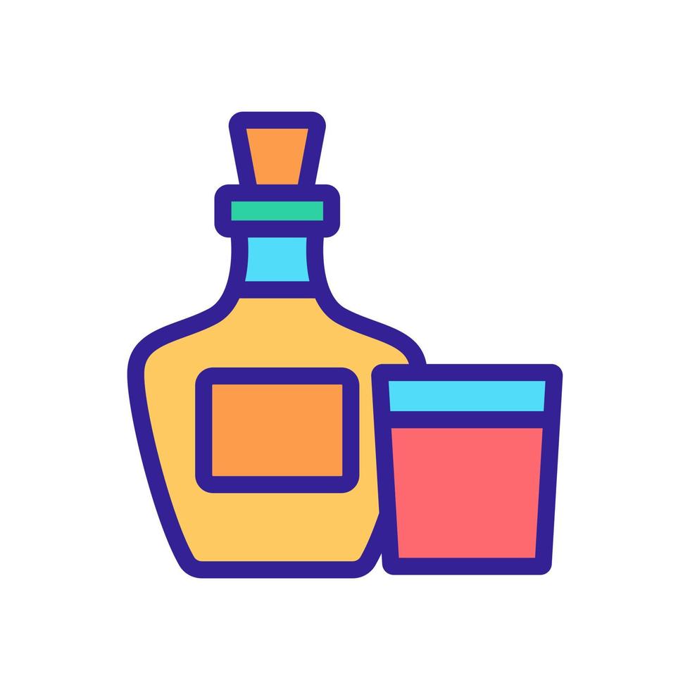 ilustración de contorno de vector de icono de vidrio de botella de whisky