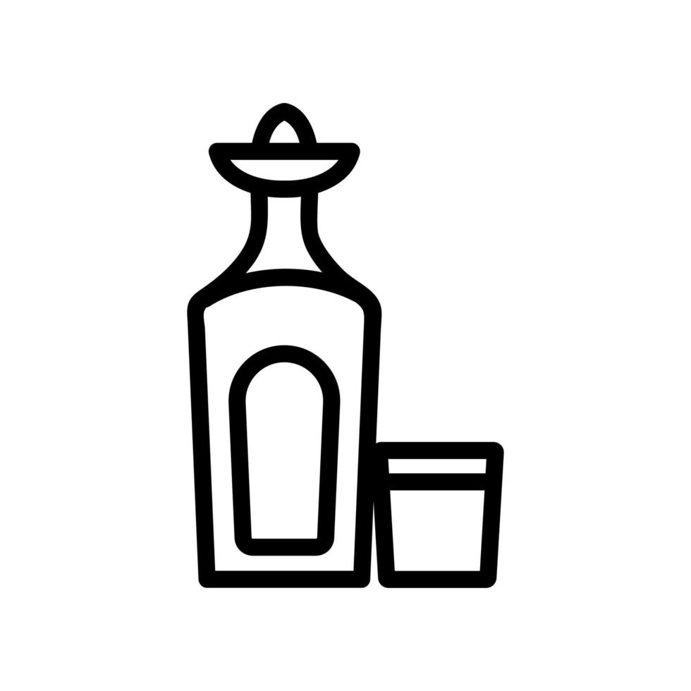 ilustración de contorno de vector de icono de vidrio de botella de tequila