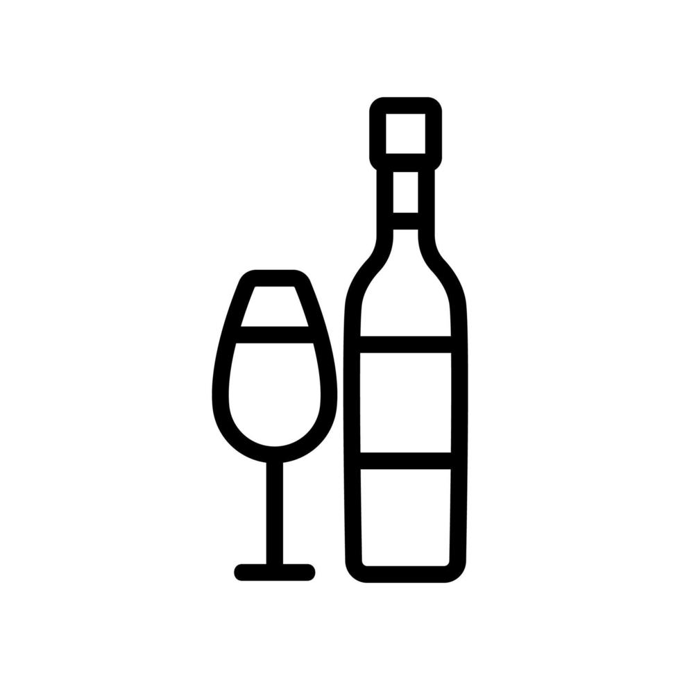 ilustración de contorno de vector de icono de copa de botella de vino