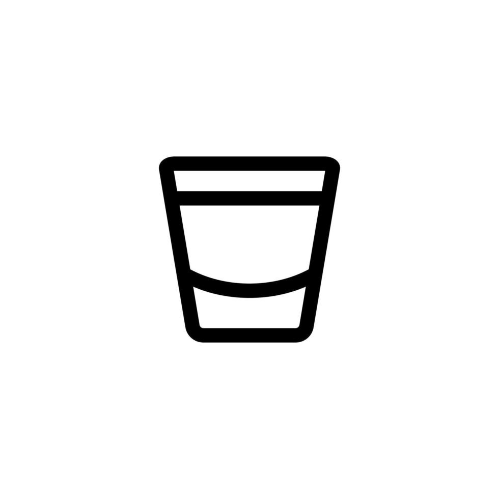 vaso con vector de icono de whisky. ilustración de símbolo de contorno aislado