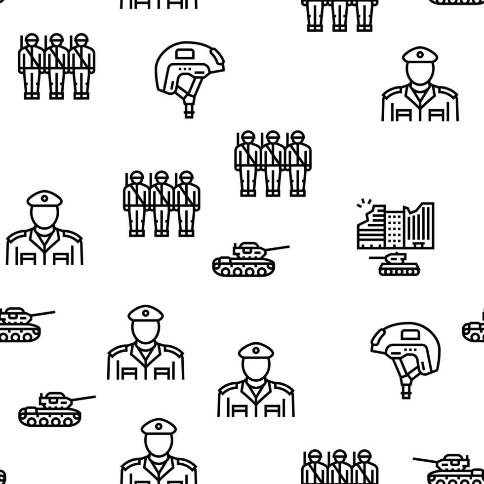 Army Soldier And War Technics Vector Seamless Pattern