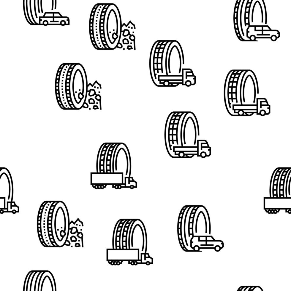 vector de conjunto de iconos de negocio de tienda de venta de neumáticos usados