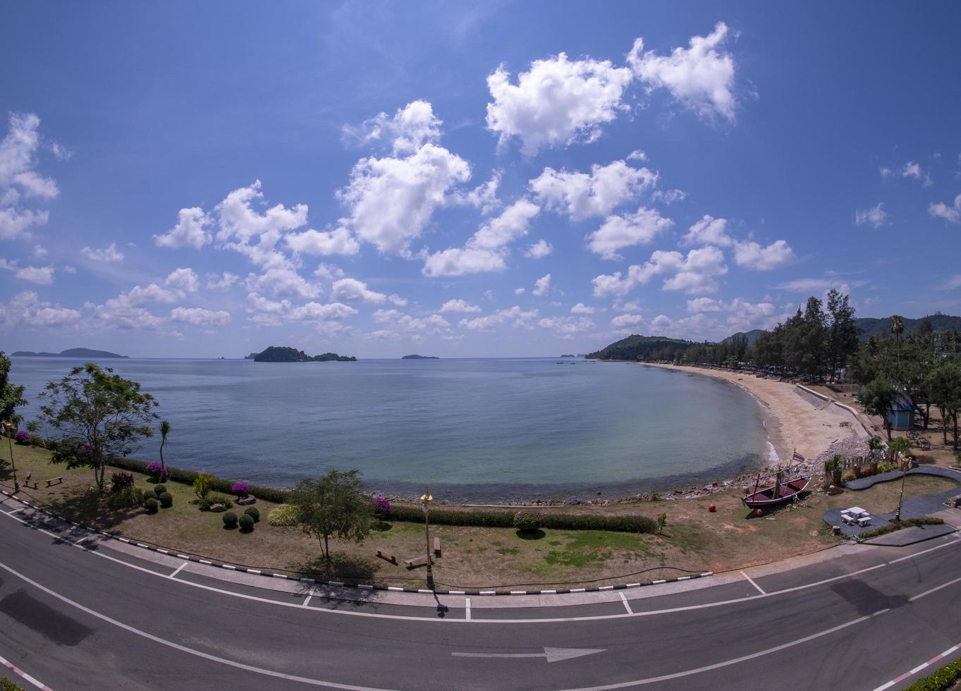 Roads, rocks, beaches and emerald sea at Sairee Beach, Chumphon Province photo