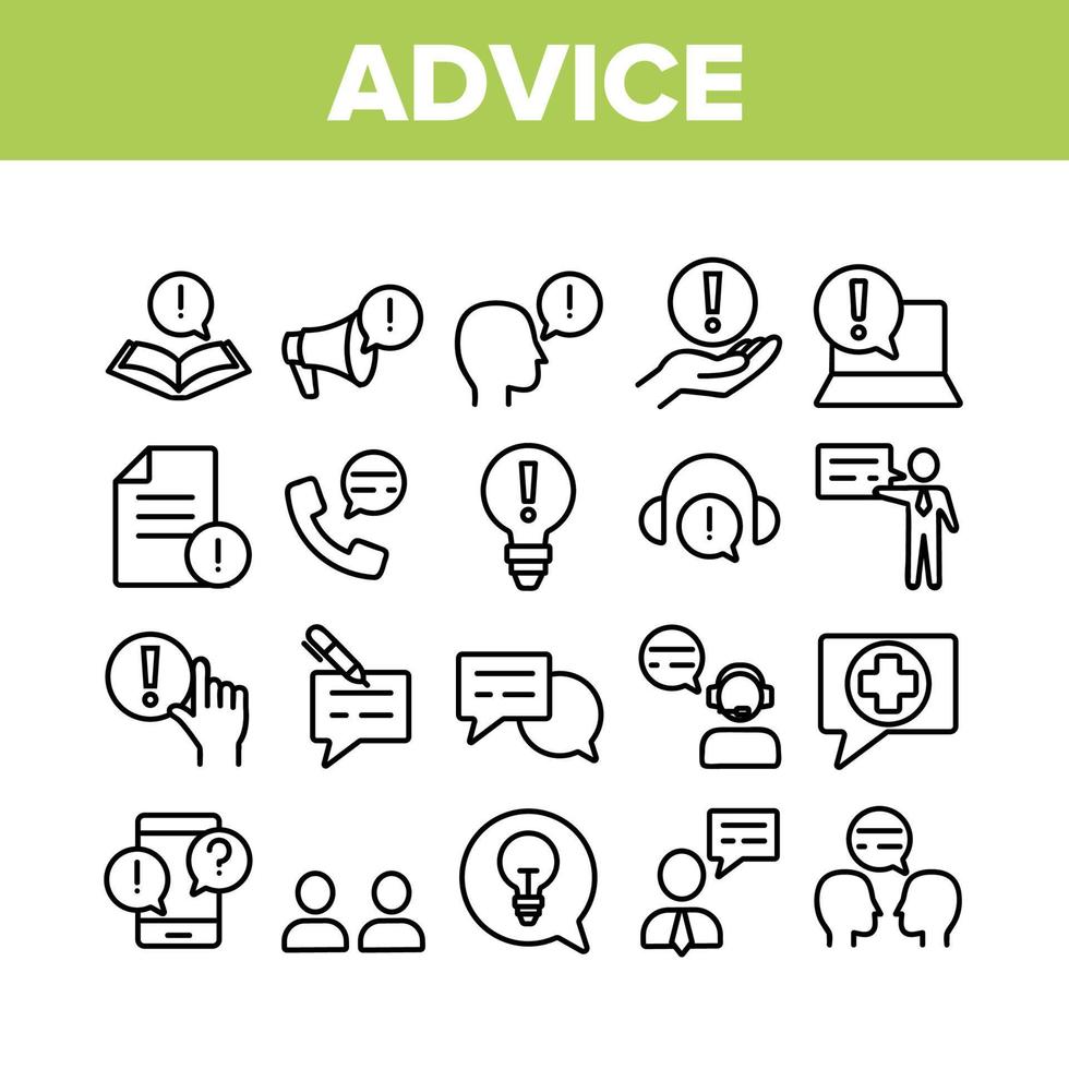 Advice Help Assistant Collection Icons Set Vector