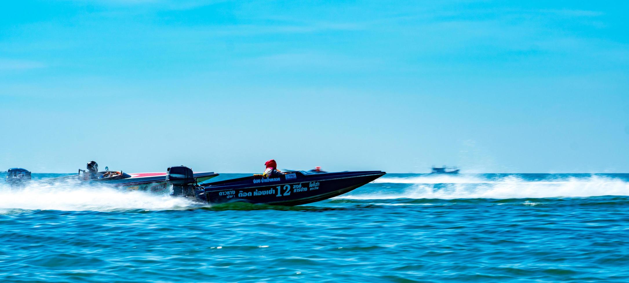 CHONBURI, THAILAND-NOVEMBER 26, 2017 F4 boat in Bangsaen Power Boat 2017 at Bangsaen beach in Thailand photo