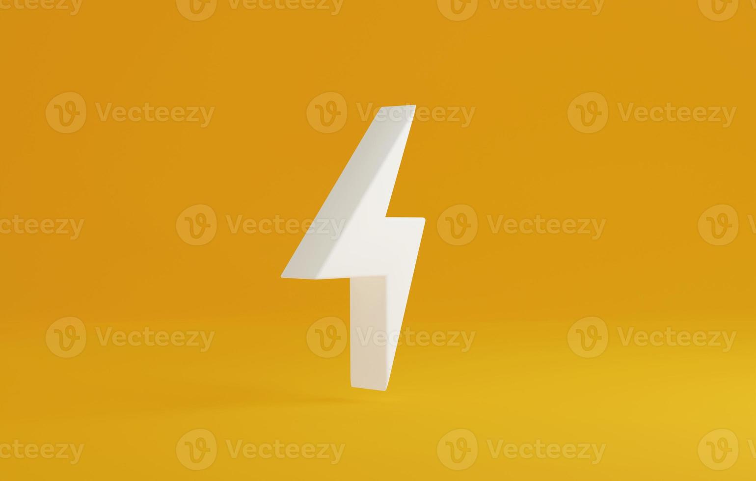 White lightning icon on yellow background. photo