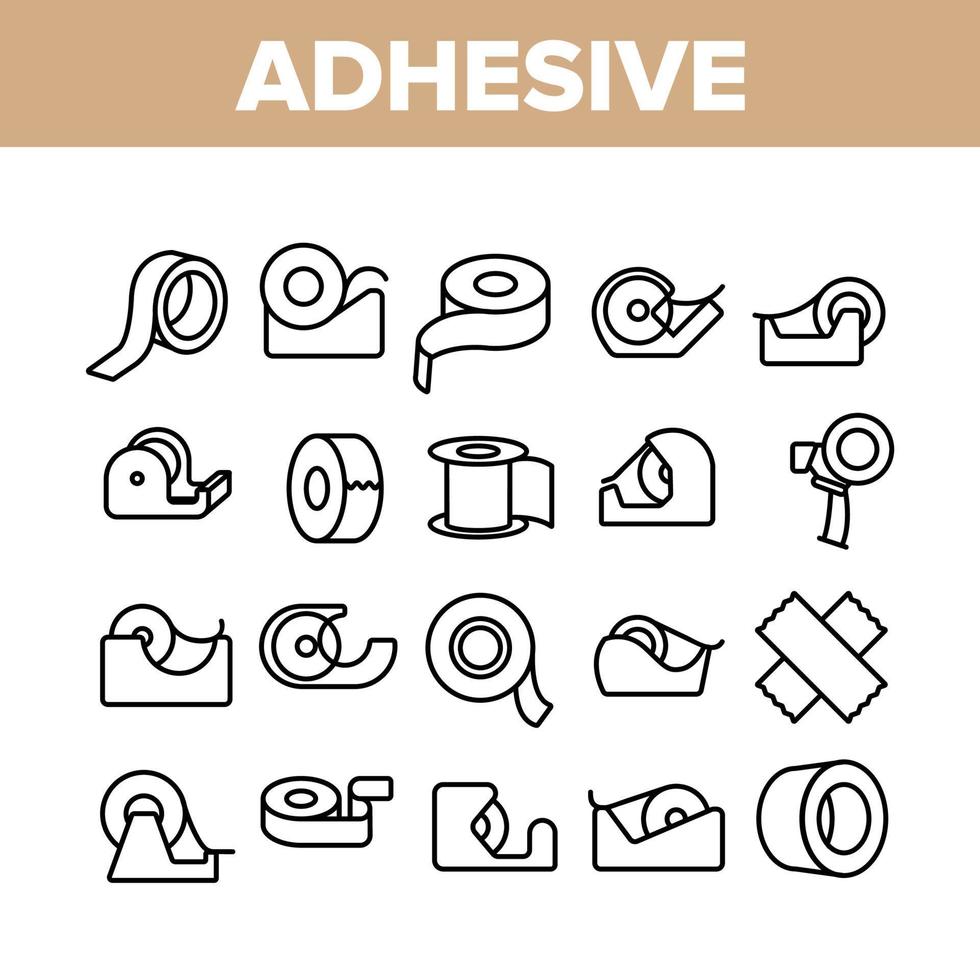 Adhesive Tape Scotch Collection Icons Set Vector