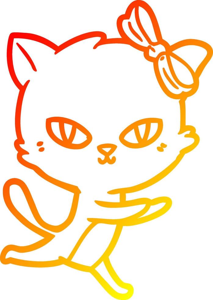 warm gradient line drawing cute cartoon cat running vector