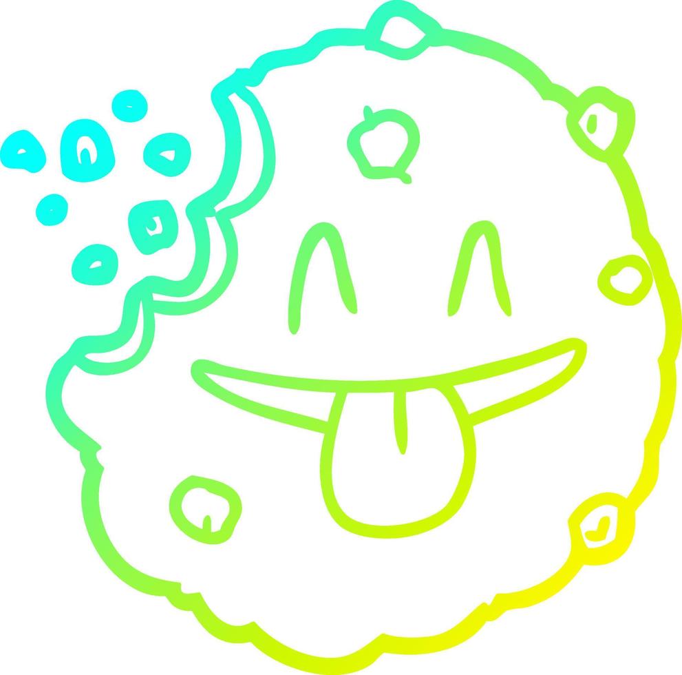 cold gradient line drawing Cartoon cookie vector