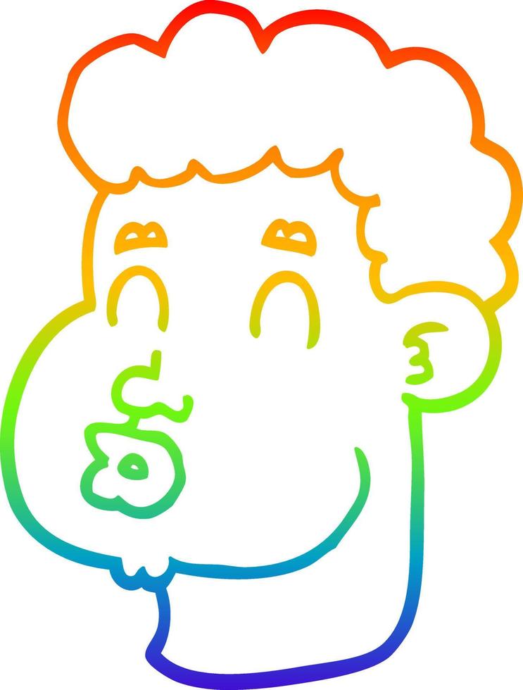 arco iris gradiente línea dibujo dibujos animados cara masculina vector