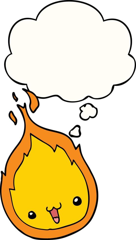 cute cartoon flame and thought bubble vector