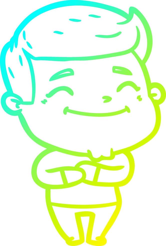 cold gradient line drawing happy cartoon man vector