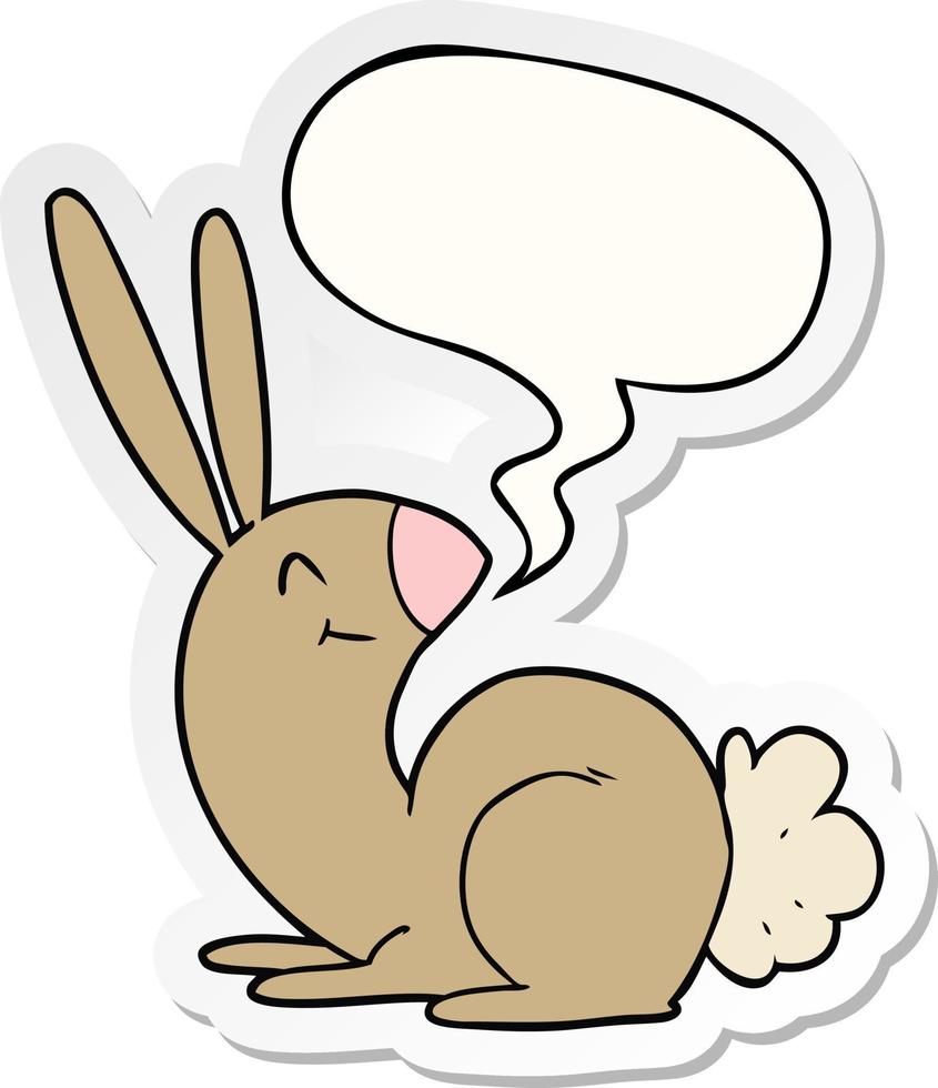 cute cartoon rabbit and speech bubble sticker vector