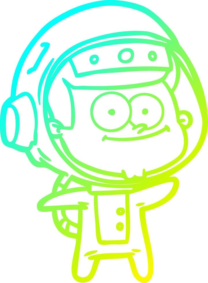 cold gradient line drawing happy astronaut cartoon vector
