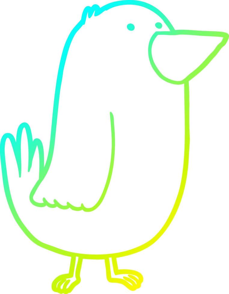 cold gradient line drawing cartoon bird vector