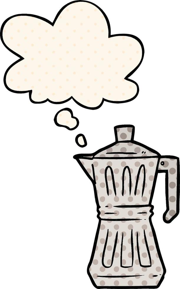 cartoon espresso maker and thought bubble in comic book style vector