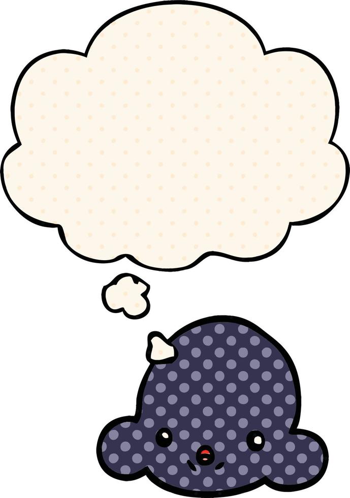 cartoon cloud and thought bubble in comic book style vector