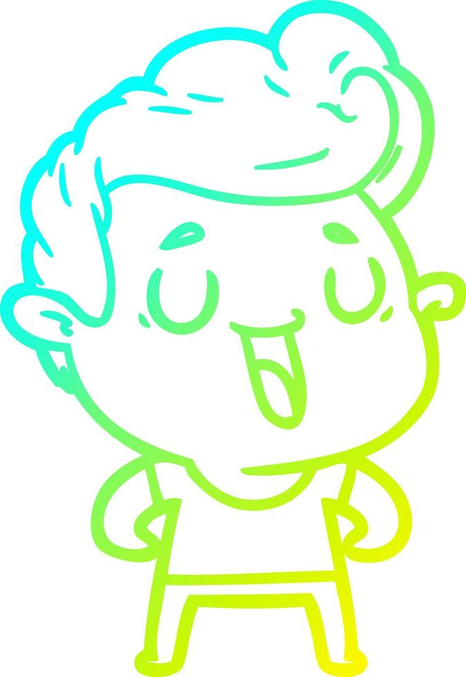 cold gradient line drawing happy cartoon man vector