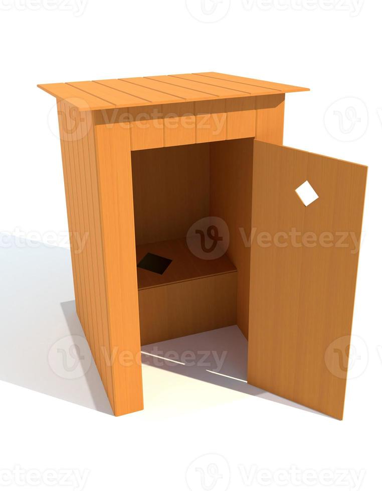 rural outdoor toilet made of wood 3d render illustration photo