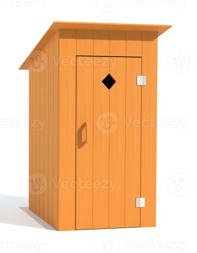rural outdoor toilet made of wood 3d render illustration photo