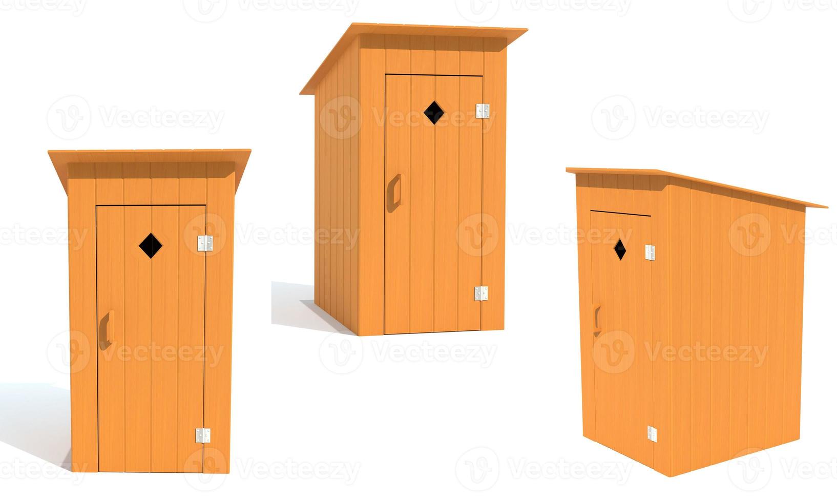 rural outdoor toilet made of wood 3d render illustration photo