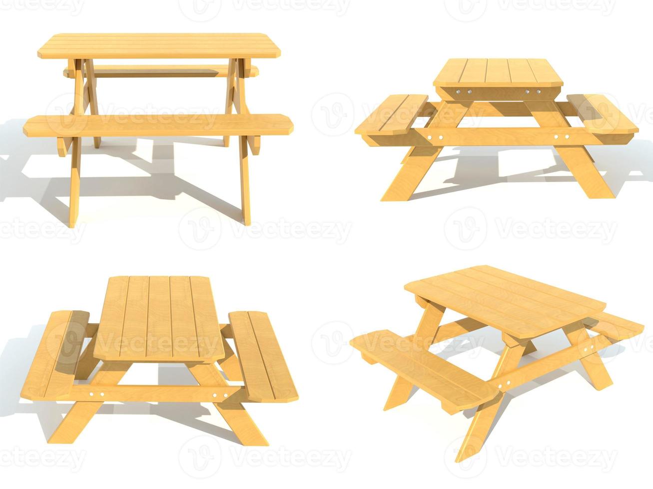 benches with a picnic table in the garden or park 3d render illustration photo
