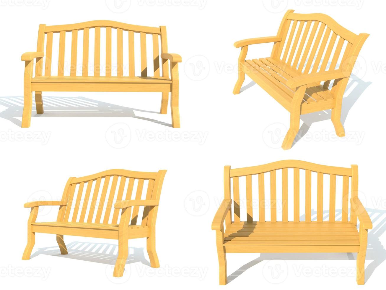 wooden garden park bench 3d render illustration photo