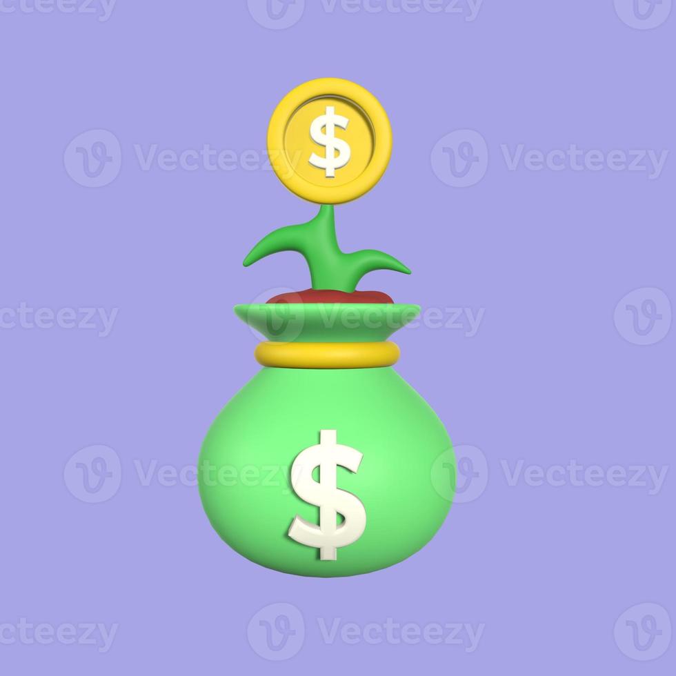 Stylized 3D Money Investment Illustration photo