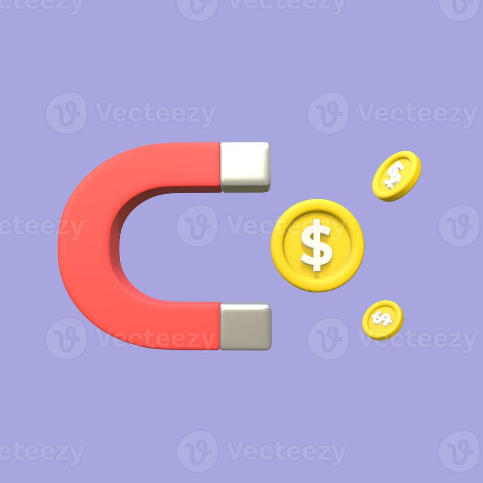 Stylized 3D Magnet Coin Illustration photo