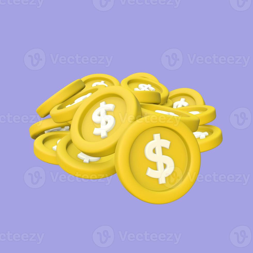 Stylized Pile of Coins 3D Illustration photo