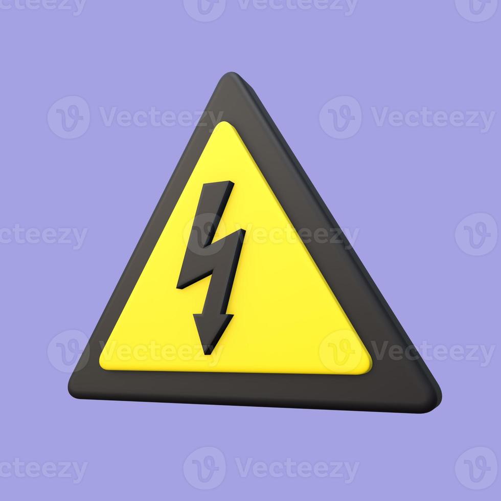 Stylized 3D High Voltage Sign Icon photo