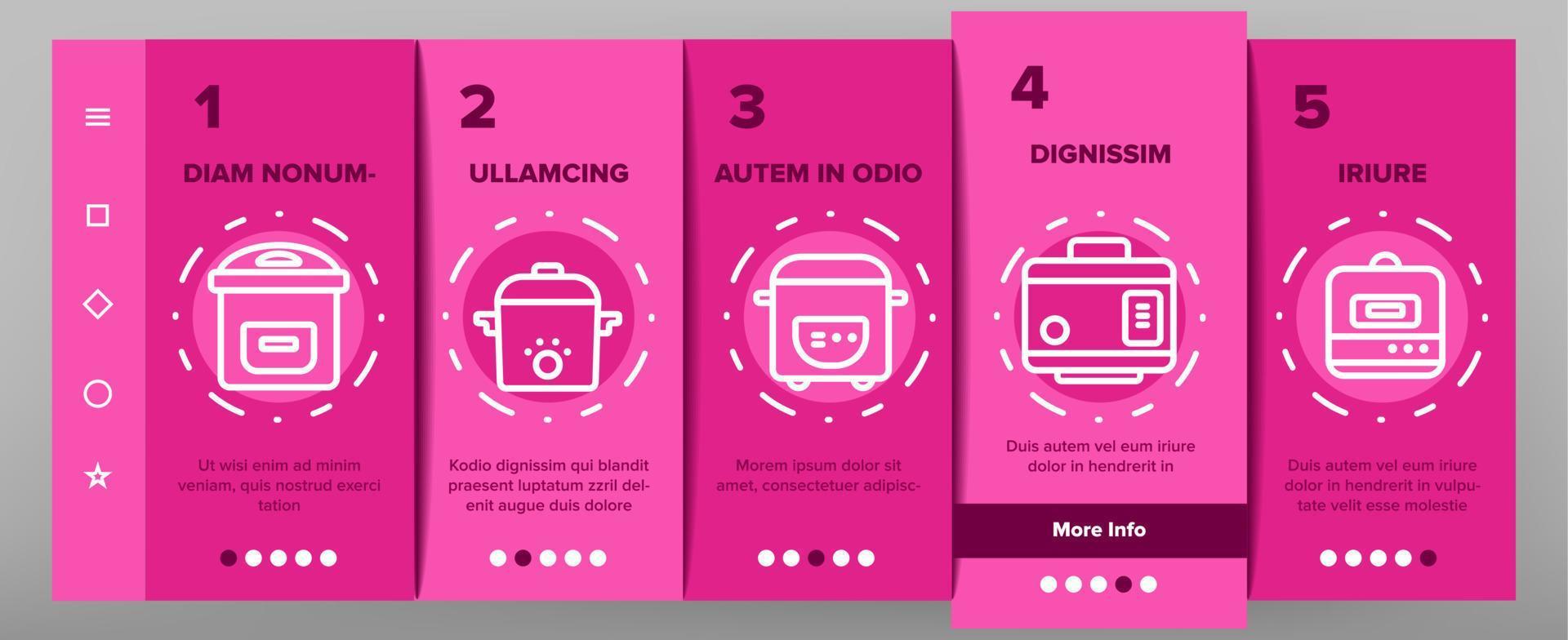 Slow Cooker Elements Collection Vector Onboarding