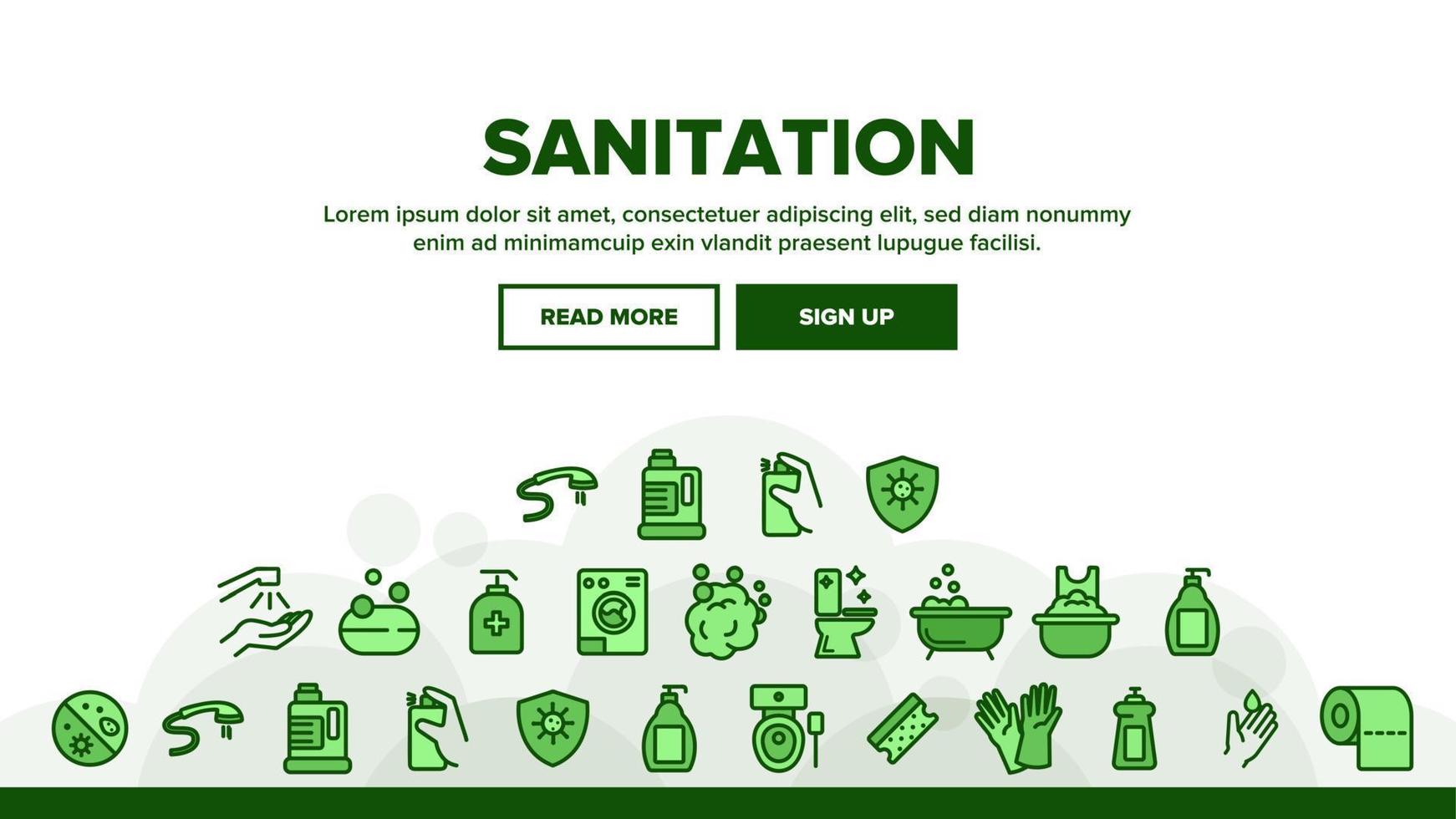 Collection Sanitation Elements Icons Set Vector